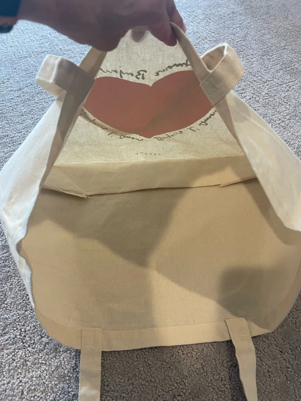 Sezane Limited Edition Canvas Heart Tote Bag, Ivory, Red Heart, Never Used, NEW